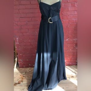 Christopher Deane Long Black Cotton Silk Sateen Gown Dress Both Formal & Casual!